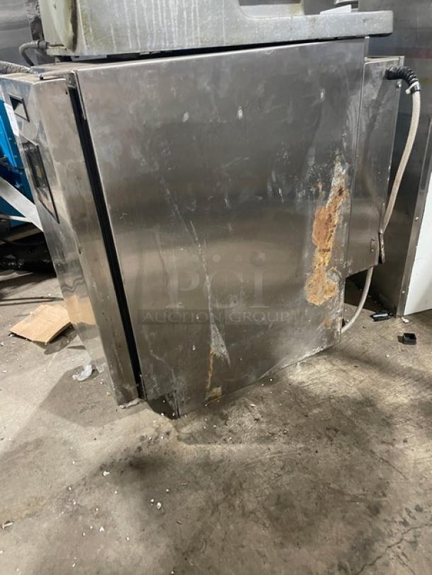 JoeTap 2019 countertop nitro cold brew coffee dispenser, Model JT-NITCOM-R, with dual taps, stainless steel, visible wear.