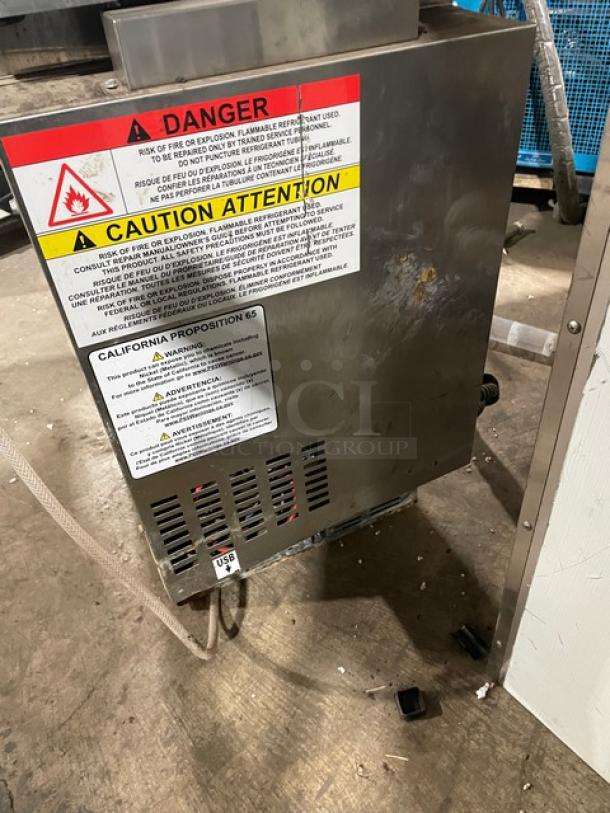 JoeTap 2019 Stainless Steel Nitro Cold Brew Coffee Dispenser, Model JT-NITCOM-R, with dual tap, 115V, warning labels visible.