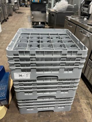 Cambro Camrack Series gray 25-compartment dishwashing rack, model 25S638, with extenders, excellent condition.