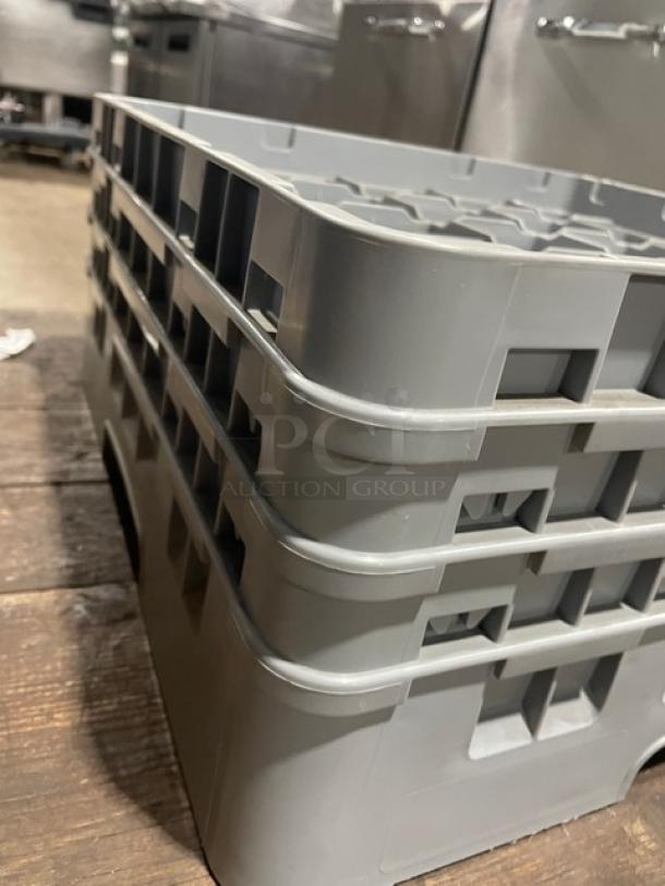 Cambro Camrack Series gray dishwashing rack, Model 25S638, with 25 compartments and extenders; commercial use, excellent condition.