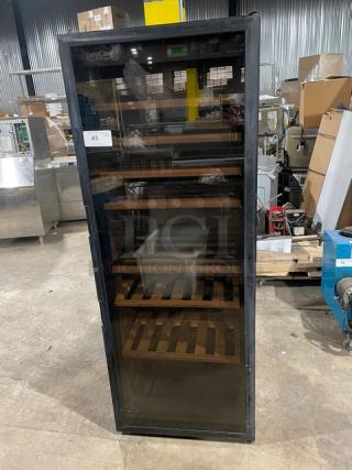 EuroCave Vieillitheque Series model VX264W wine cellar, single glass door, black finish, shelves visible, 115V, SN 98875.