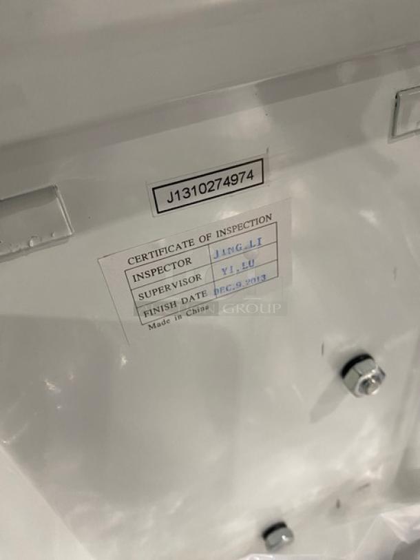 Adcraft SCA100 portion control scale, 100 lb capacity, stainless steel 13.5" platform, new condition, SN: J1310274974.