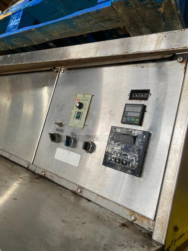 Middleby Marshall PS360S double stacked conveyor pizza oven, stainless steel, natural gas, model SN: ASE-0351, on casters.