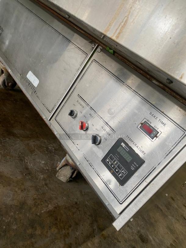 Middleby Marshall PS360S double-stacked conveyor pizza oven, stainless steel, natural gas, on casters, model PS360S.