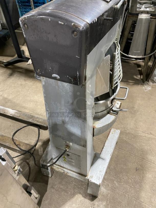 General GEM130 30 Qt. Planetary Mixer with stainless steel bowl, bowl guard, and spiral dough hook. Electric, model GEM130, SN: 1410300162, 110V, 1 phase.