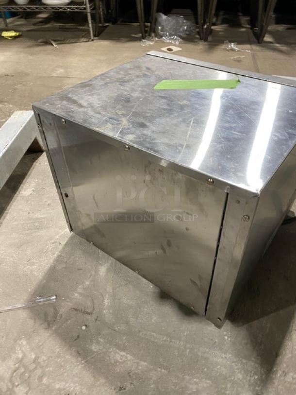 Star QCS395HC stainless steel conveyor toaster, used. Model: QCS-3-95HC. 208V, 1 phase. Visible tape on top.