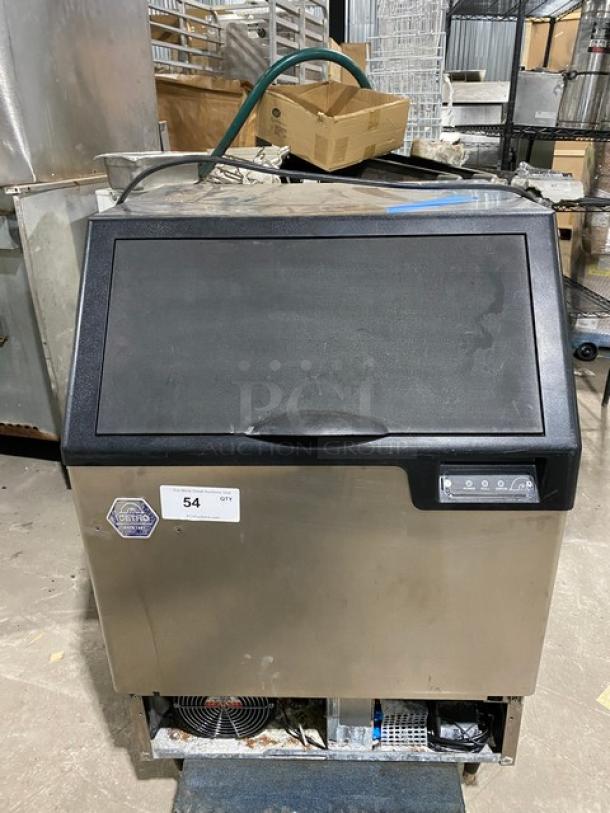 Icetro IU0220AH stainless steel undercounter ice maker, 115V, electric-powered, air-cooled, on legs, with control panel.