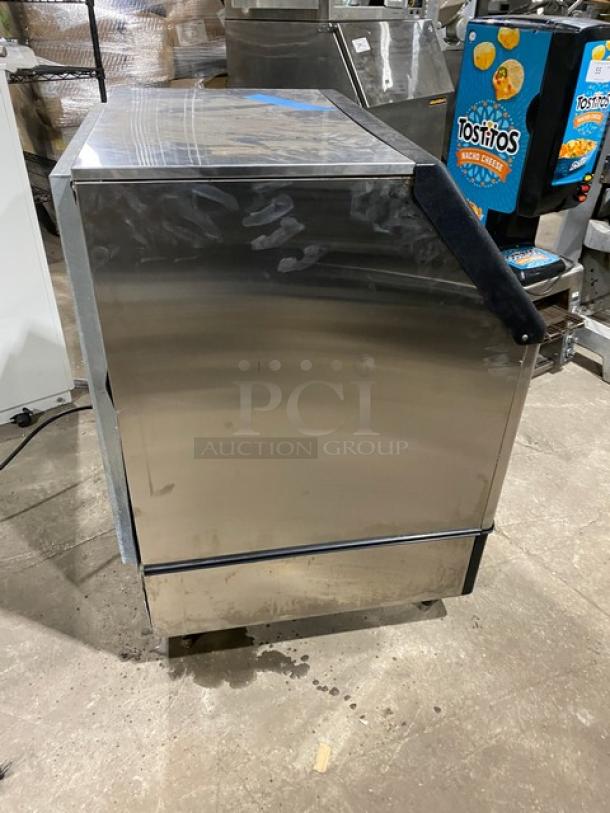 Icetro stainless steel undercounter ice maker, Model IU0220AH, 115V, air-cooled, on legs, commercial use, good condition.