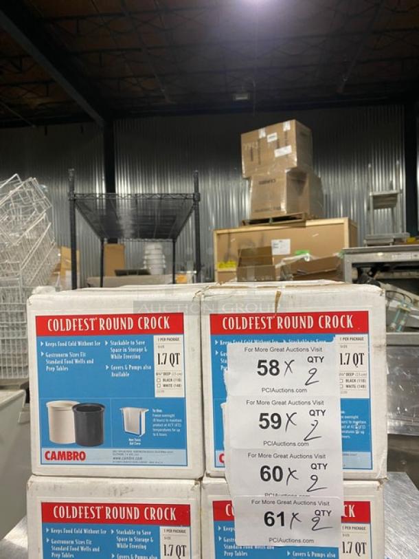 NEW Cambro ColdFest White 1.7 Qt Round Food Pan/Crock, Model 13199, 6.75" Deep, Boxed, Commercial Use.