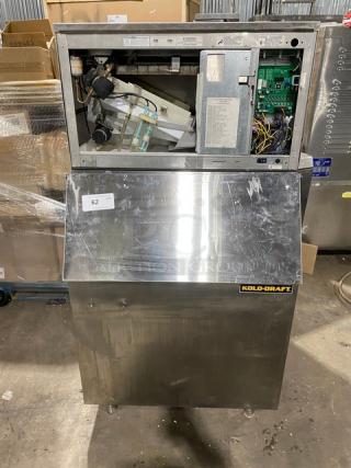 Kold-Draft Commercial Stainless Steel Electric Powered Air-Cooled Full-Cubed Ice Making Machine/Bin Combo! Model: GT364AC! 208/230V 1 Phase! On Legs! - Item #1227455