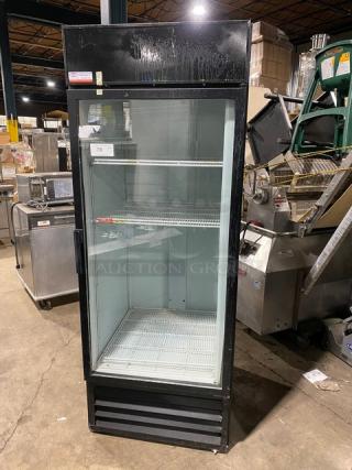 Beverage-Air Commercial Black Single Glass Swing Door Reach-In Merchandiser Refrigerator! With Poly Coated Wired Rack! Model: MT27 SN: 8585160! 115V 1 Phase! - Item #1227463