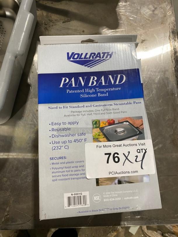 Vollrath N0001G gray silicone high-temp pan band, new, fits full-size steamtable pans, dishwasher safe, up to 450°F.
