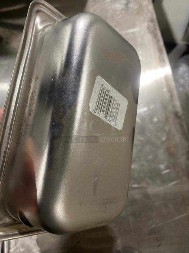 Vollrath Super Pan-V 30922, 1/9-size, 2" deep stainless steel pan, anti-jam, new condition, barcode label visible.