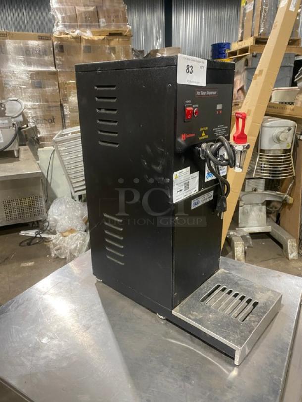 Cecilware HWD2 countertop hot water dispenser, black, electric, with stainless steel drip tray, Model HWD2, SN: L267172, 120V.