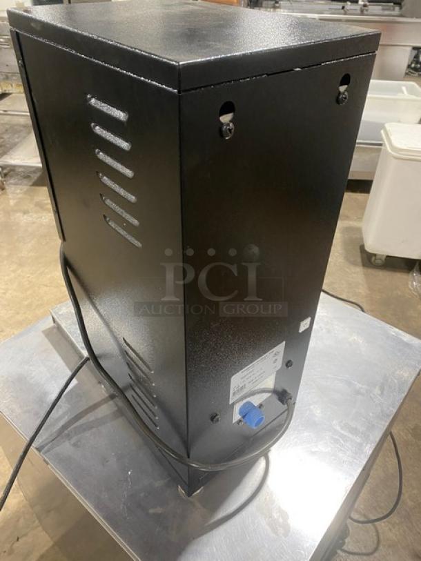 Cecilware HWD2 Black Electric Hot Water Dispenser, stainless steel drip tray, model HWD2, SN L267172, 120V 1 Phase, used.