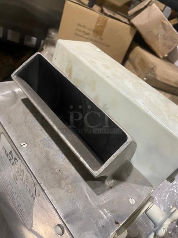 Acme 7 Series stainless steel electric dough roller/sheeter, model 7, SN: 7-2375, 115V, 1 phase. Used, visible wear.