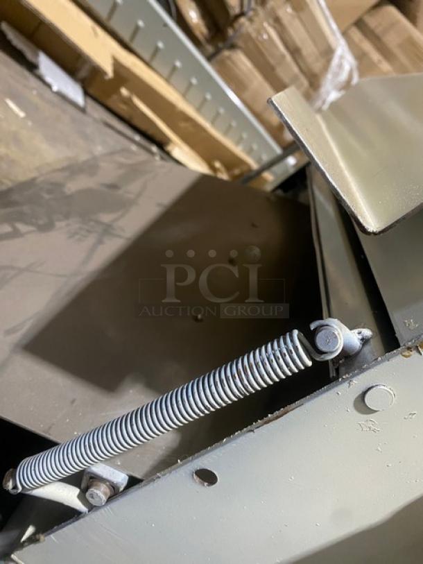 Acme 7 Series Stainless Steel Electric Pizza Dough Roller, Model 7, SN: 7-2375, 115V 1 Phase, shown in detail, used condition.