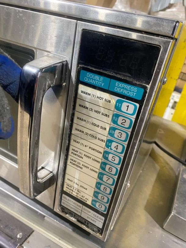 Sharp R22GTF commercial stainless steel microwave with digital control panel, 120V, Model R-22GT-F SN: 109550.