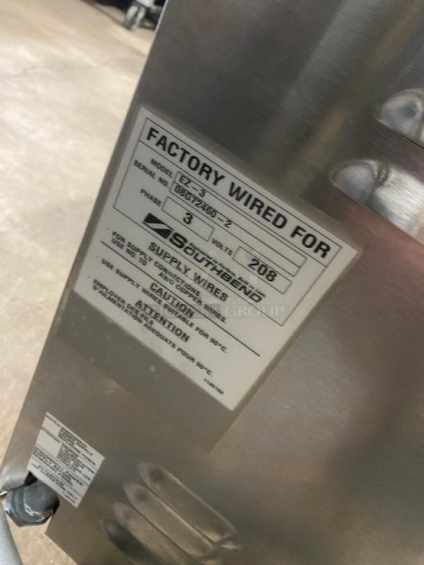 Southbend Simple Steam Series commercial electric countertop steamer, model EZ-3, 208V, 3-phase, on legs, stainless steel.