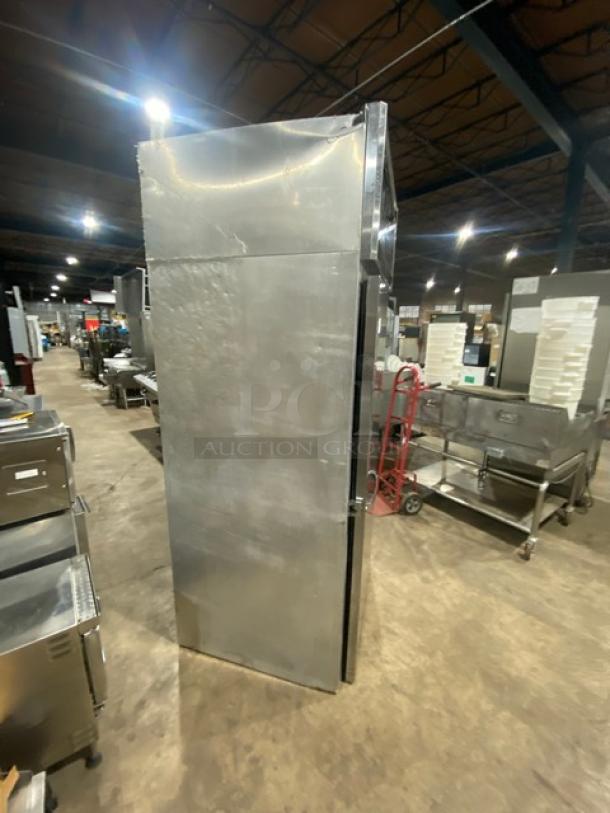Continental Commercial stainless steel single door reach-in warmer in used condition. Features durable construction.