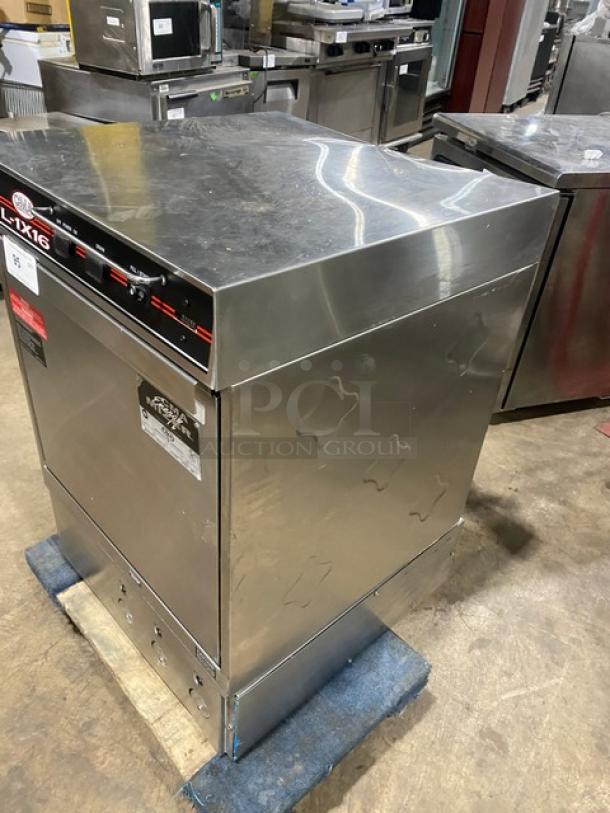 CMA Energy-Mizer L1X16 stainless steel undercounter dishwasher, electric, low temp, with heater, 115V, 1 phase, used.