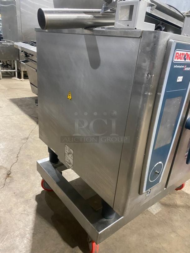Rational SelfCookingCenter 5Senses combi oven, stainless steel, natural gas, on legs with dolly, casters, Energy Star certified.