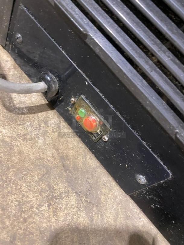 Hoshizaki black refrigerated sushi display case, model HNC-150AA-R, with rear sliding doors, visible control panel.