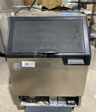 Icetro IU0220AH stainless steel undercounter ice maker, 115V, electric-powered, air-cooled, on legs, with control panel.
