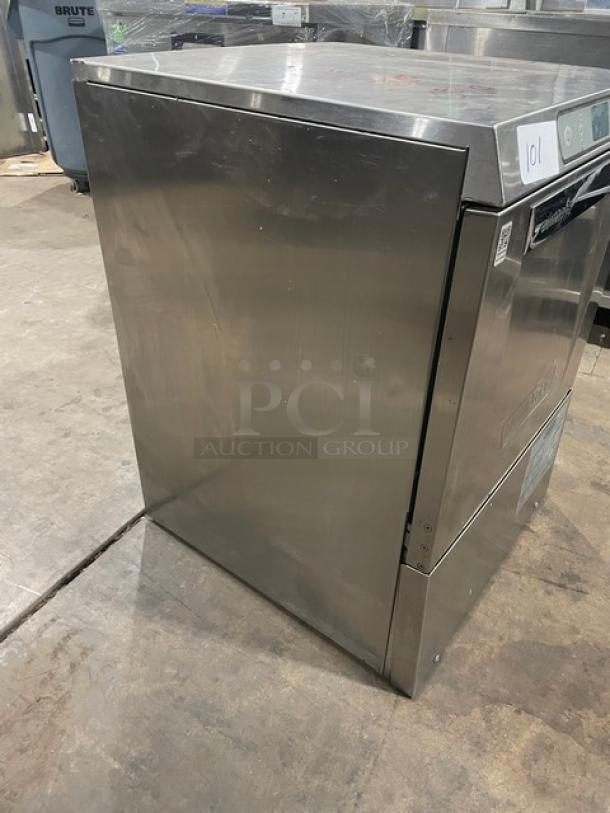 Hobart LXER commercial dishwasher, stainless steel, undercounter model, electric, high-temperature, 120/208-240V, 1 Phase.