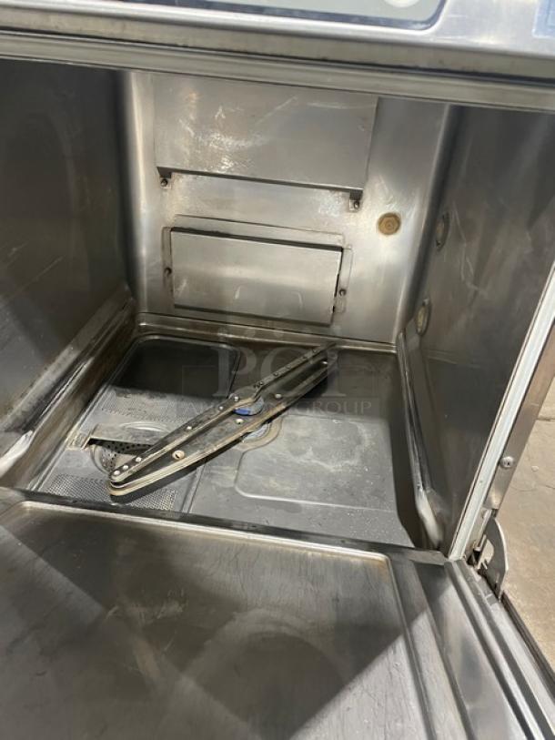 Hobart Advansys LXe Series commercial dishwasher, Model LXER, stainless steel, high-temperature, interior view, used condition.