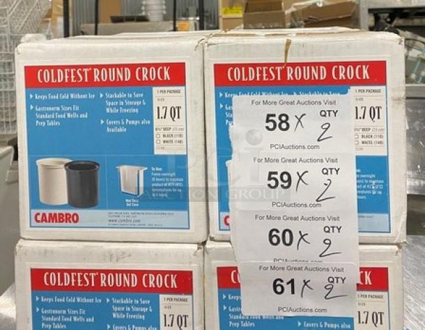 NEW Cambro ColdFest White 1.7 Qt Round Food Pan/Crock, Model 13199, 6.75" Deep, Boxed, Commercial Use.