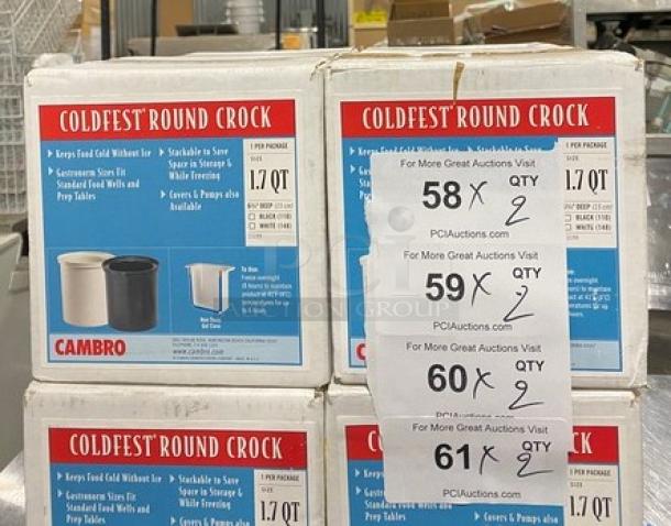 Cambro ColdFest Series Commercial White 1.7 Qt. Round Cold Food Pan/Crock, Model 13199, new in box.