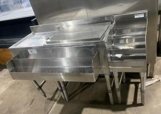 NBR stainless steel cocktail station, model LD1218, with ice bin, double speed rail, underbar display, and left drain board.