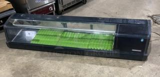 Hoshizaki HNC-150AA-R 60" black curved glass refrigerated sushi display, rear access sliding doors, 115V, used condition.