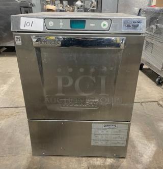 Hobart Advansys LXe Series stainless steel commercial dishwasher, Model LXER, electric powered, high-temp, 120/208-240V, 1 phase.