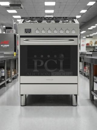 Like-new KoolMore 30" Freestanding Gas Range, model KM-FR30G-SS, in stainless steel with minor scratches.
