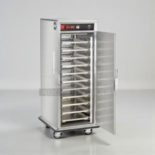 FWE full-height heated holding cabinet, model TST-16-EPL, in outstanding condition, open door showing racks.