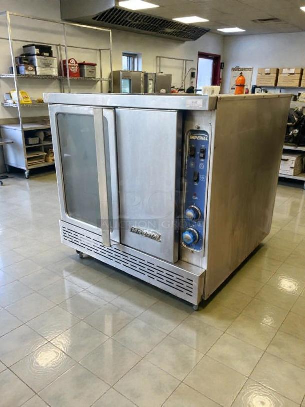 Imperial Gas Convection Oven, model PCVG-1, natural gas, 120V, superb condition, fully tested, stainless steel finish.