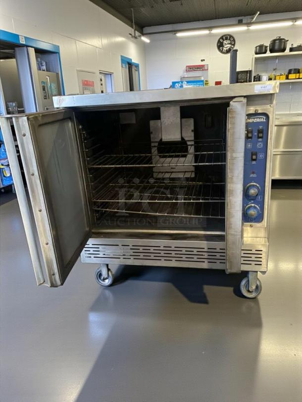 Imperial Gas Convection Oven, Model PCVG-1, superb condition, natural gas, 120V, on wheels, with control panel visible.