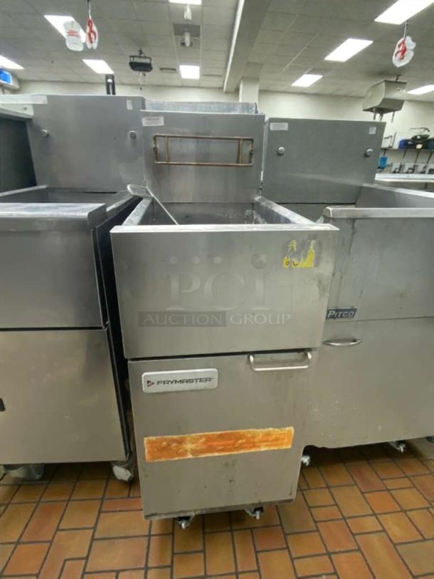 Frymaster commercial gas fryer, floor model, natural gas, outstanding condition, fully tested, visible brand logo.