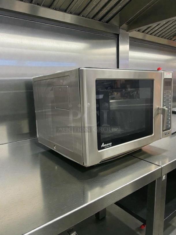 Amana Commercial Microwave Oven RMS18TS, 120V, excellent condition, fully tested, stainless steel exterior.