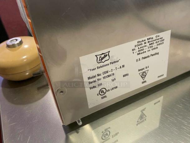 Duke CSW-2-T-AM 2-Well Countertop Soup Warmer, 120V, UL Listed, immaculate condition. Model and serial on label.