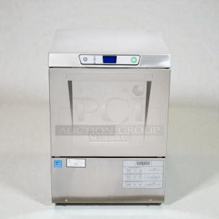 Immaculate Hobart LXe undercounter dishwasher, 120V, single phase, fully tested, marked with Hobart logo and specifications.