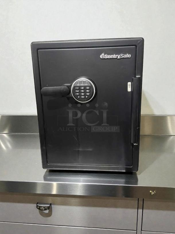 SentrySafe commercial digital electronic safe, polished condition, fully tested, model SEN-S-SAFE-0071, with keypad.