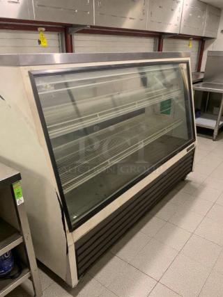True glass door refrigerated display merchandiser, model TRU-L-REF-0080, in excellent condition, 115V, single-phase.