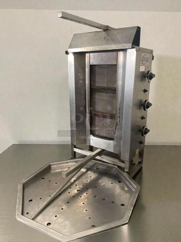 Intek AX-VB3 gas vertical broiler, excellent condition, natural gas, model INT-L-GYR-0081, fully tested, stainless steel, USA.