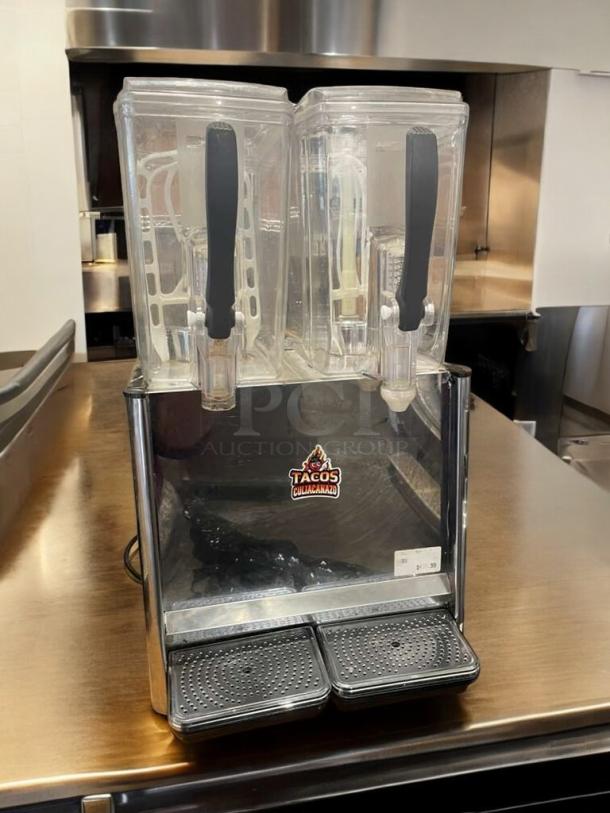 COMAI Commercial Cold Drink Dispenser, model LYJ-JY/P12LX2, 2 tanks, superb condition, tested 110V.