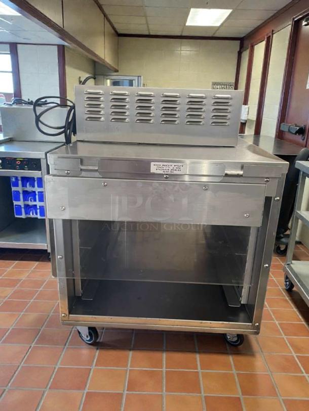 Carter-Hoffmann commercial heated holding cabinet, Model 27080-2293, top-tier condition, stainless steel, casters, 208V.