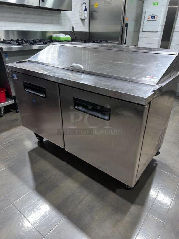 Blue Air BAPT50 refrigerated sandwich prep table in premium condition, stainless steel, 115V single phase, fully tested.