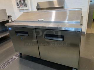 Pristine Blue Air BAPT50 sandwich prep table, 115V, single phase, stainless steel, tested and fully working, commercial use.